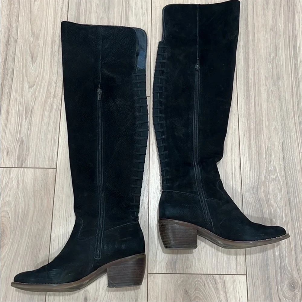 Lucky Brand Black Suede Knee-High Women's Boots